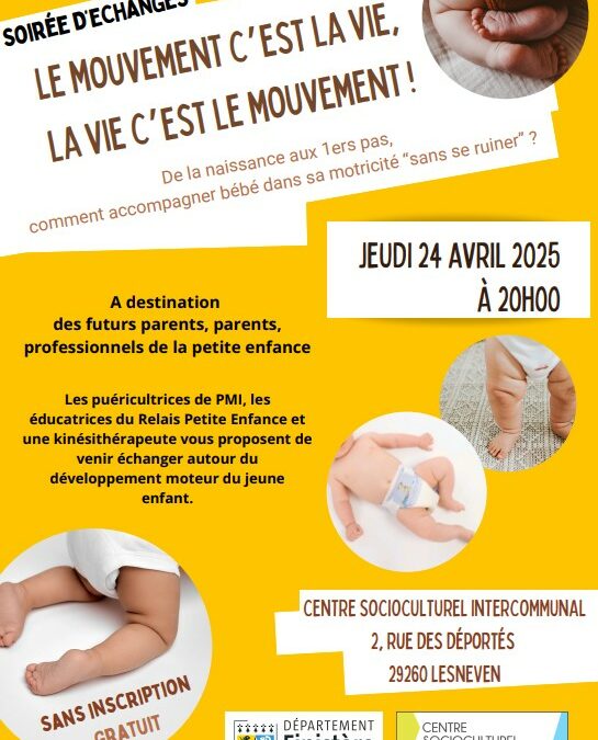 Soirée d’échanges sur le développement moteur du jeune enfant, 24 avril